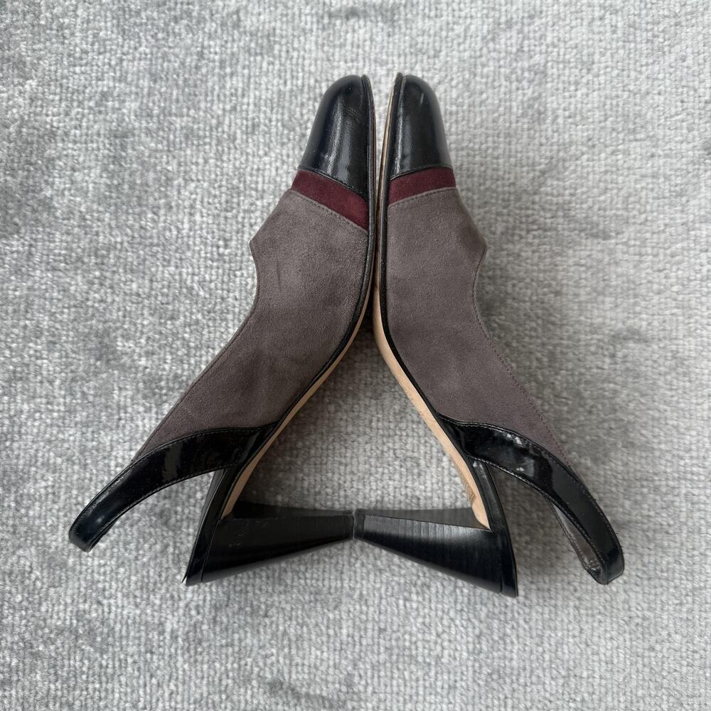 Brighton Shoes Womens Size 7.5 Leather Suede Slingback Heels Made in Italy - Picture 8 of 14